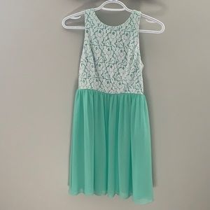 White lace and mint chiffon dress